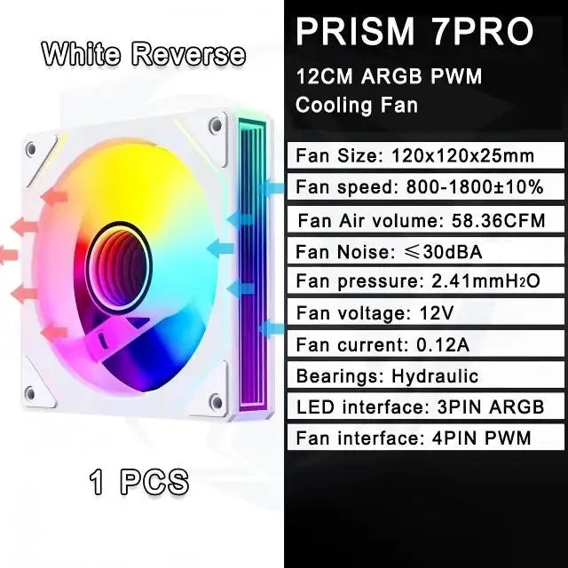 LDPCSJ Prism 7 PRO ARGB PC Case Fan 120mm Infinity Mirror Design Motherboard Lighting Sync 4PIN PWM CPU Cooler Fan ventilador