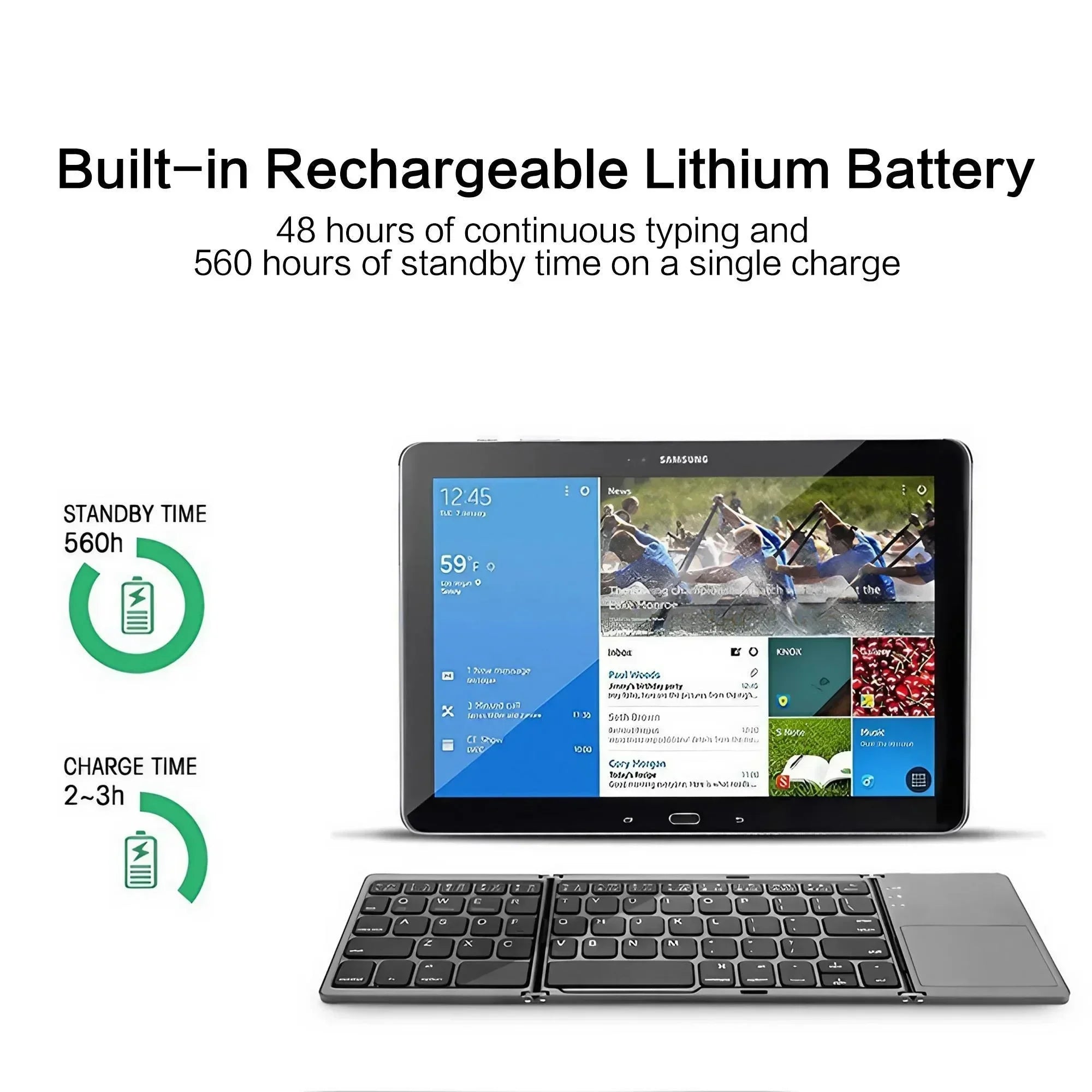 Portable Bluetooth Keyboard for iPad Tablet Mobile Phone Tri-fold Touchpad Wireless External Keyboard Accessories