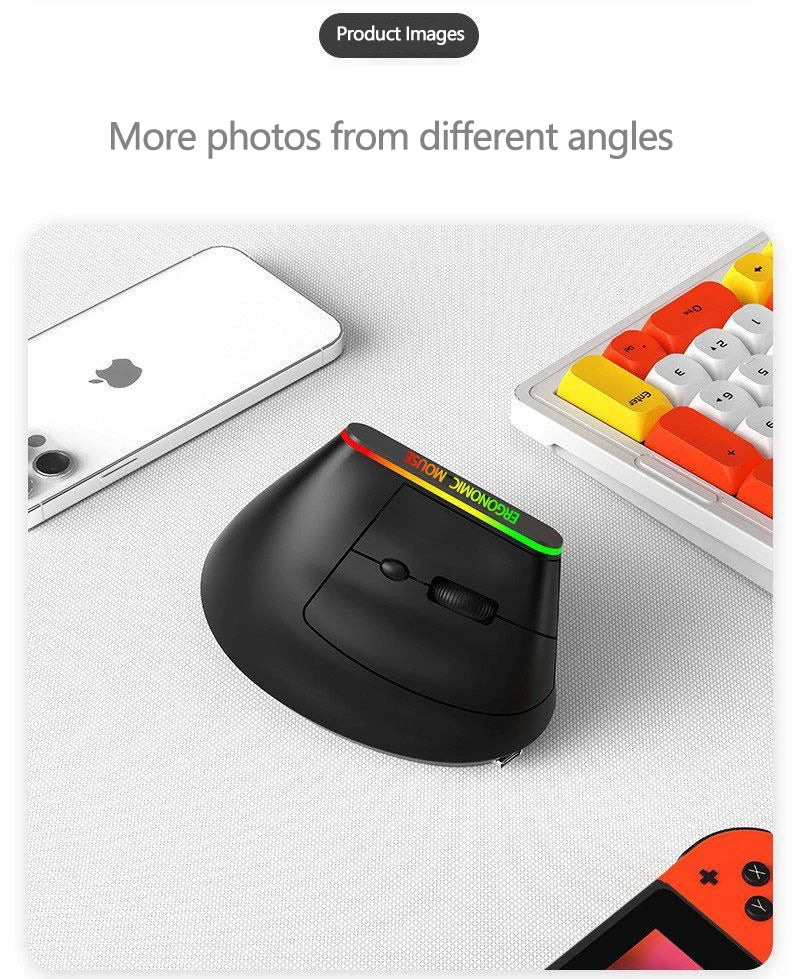 Warvank VM1 Vertical Wireless Mouse — Ergonomic, 1600 DPI, Rechargeable, Silent