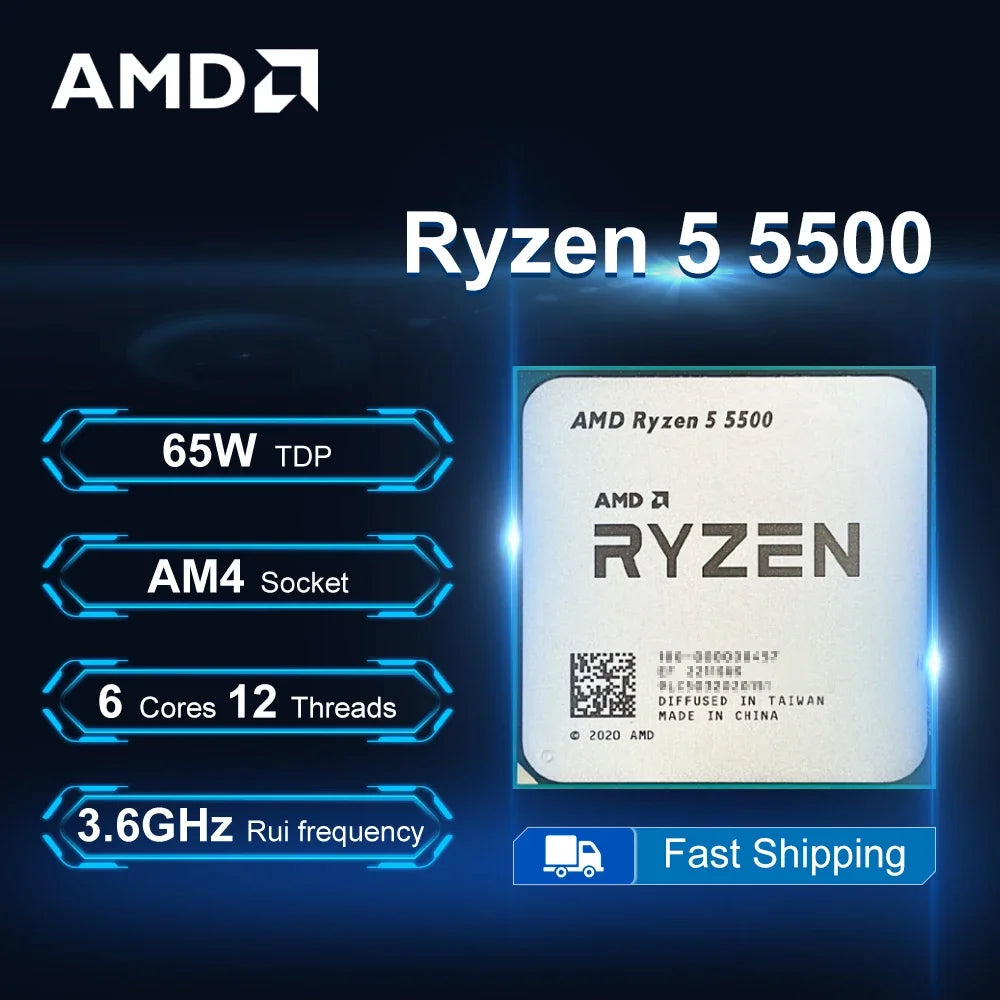NEW AMD Ryzen 5 5500 Applicable to B550 3.6GHz 6-Core 12-Thread AM4 65W 7NM L3=16M R5 5500 Gaming Processor DDR4 No Fan