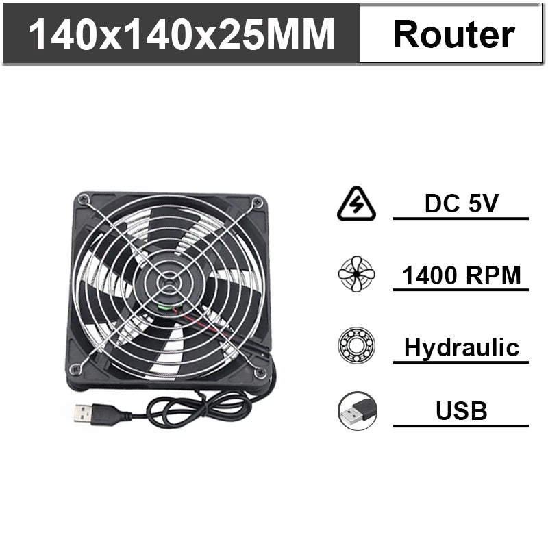 Gdstime USB Fan 120MM DIY Router Fan 92/80MM Cooling Fan PC Fan DC 5V 14CM TV Box Radiator WIFI HeatSink Stand MINI Host Bracket