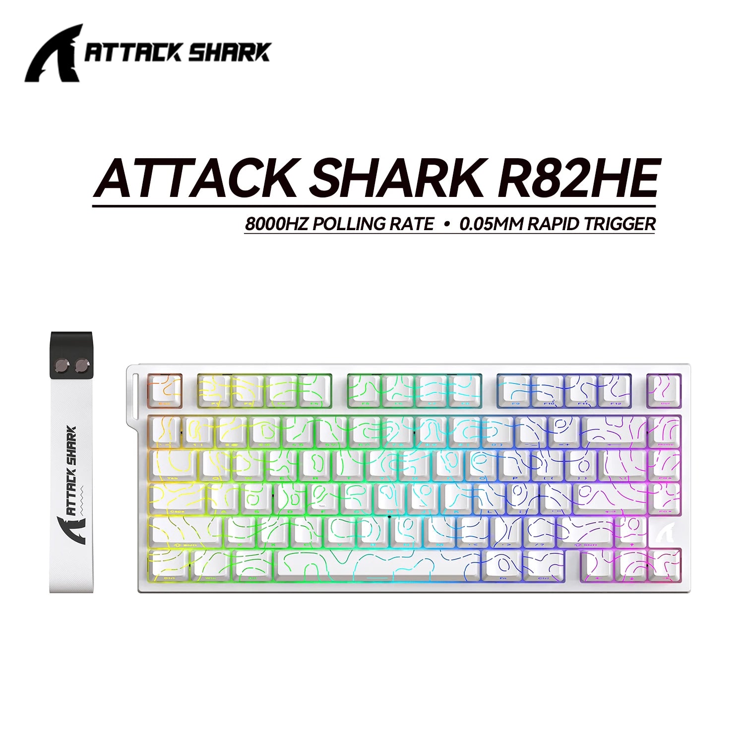 ATTACK SHARK R82 HE Wired RGB Lighting 8KHz Magnetic Keyboard With 0.005mm RT Accuracy,Support RT/Snap Tap/DKS/MT/TGL