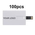 100PCS Credit Card USB Flash Drive 1GB 2GB Memory Storage 4GB 8GB 16GB 32GB 64GB USB 2.0 Pen Drive Custom For Gift USB Disk