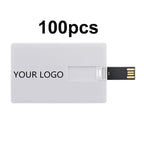 100PCS Credit Card USB Flash Drive 1GB 2GB Memory Storage 4GB 8GB 16GB 32GB 64GB USB 2.0 Pen Drive Custom For Gift USB Disk