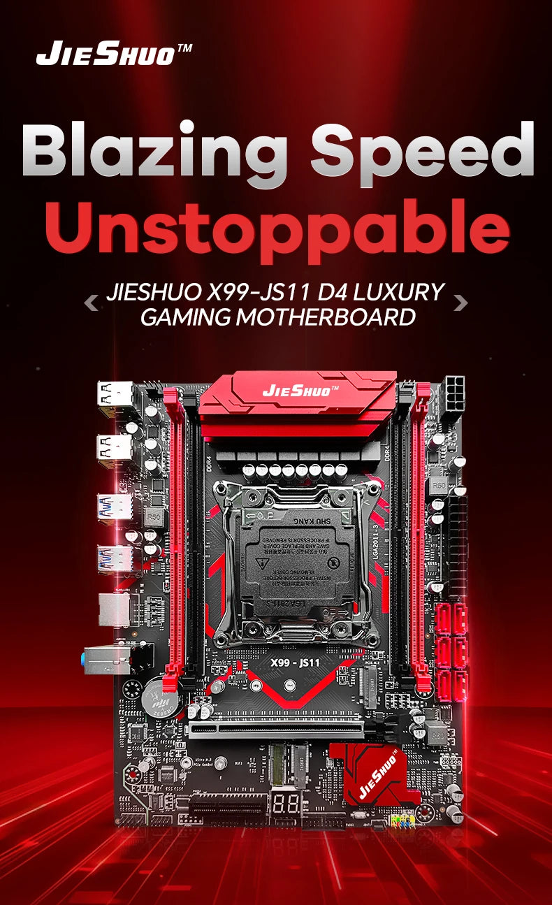 JIESHUO X99-JS11 Motherboard Set for Gaming with Xeon E5-2680 V4 Processor Compatible with DDR4 2133MHz Dual-Channel RAM & WiFi