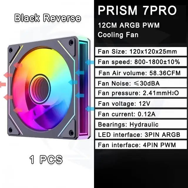 LDPCSJ Prism 7 PRO ARGB PC Case Fan 120mm Infinity Mirror Design Motherboard Lighting Sync 4PIN PWM CPU Cooler Fan ventilador