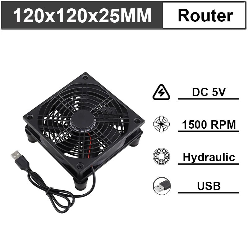 Gdstime USB Fan 120MM DIY Router Fan 92/80MM Cooling Fan PC Fan DC 5V 14CM TV Box Radiator WIFI HeatSink Stand MINI Host Bracket
