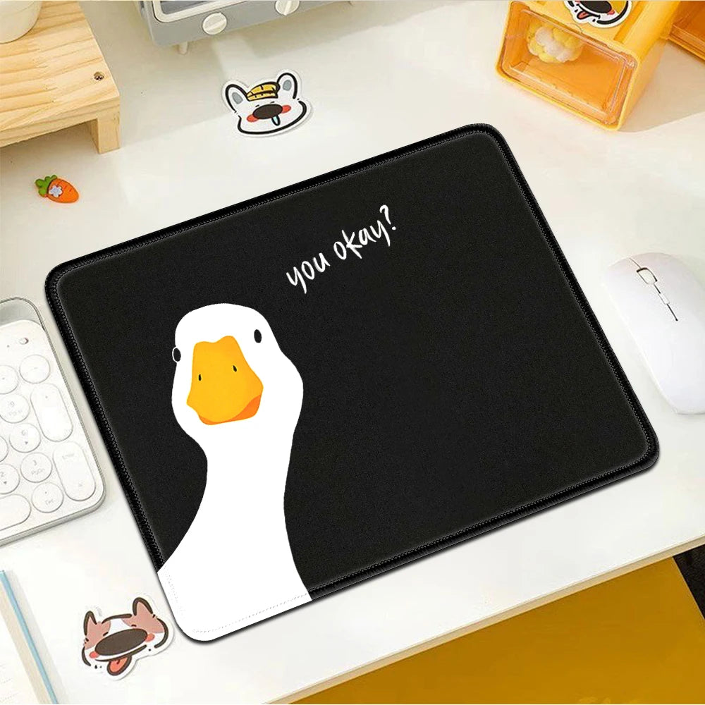 Black Mini Mouse Pad Funny Goose  Meme "are you ok" Portable Small Gaming Mouse Mat Smooth Surface Non-Slip for PC Notebook Desk