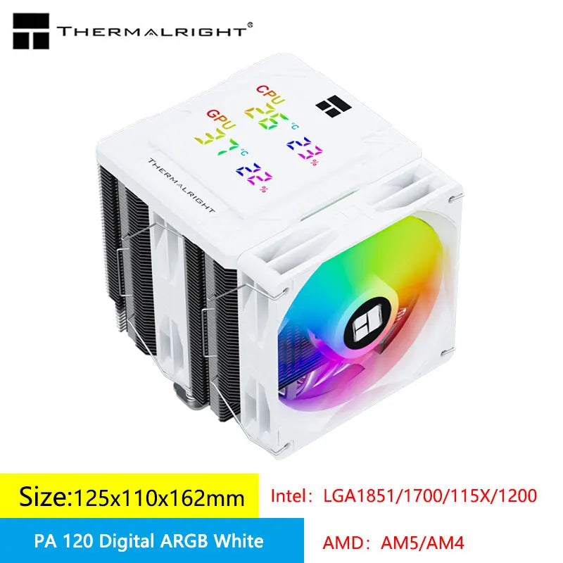 Thermalright Peerless Assassin 120 Digital Air Cooled Radiator,CPU and GPU monitoring at the same time/Support LGA1851/1700/AM5