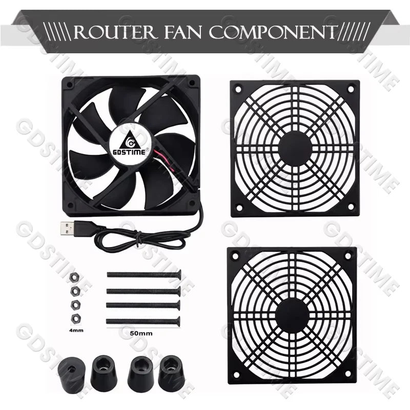 Gdstime USB Fan 120MM DIY Router Fan 92/80MM Cooling Fan PC Fan DC 5V 14CM TV Box Radiator WIFI HeatSink Stand MINI Host Bracket