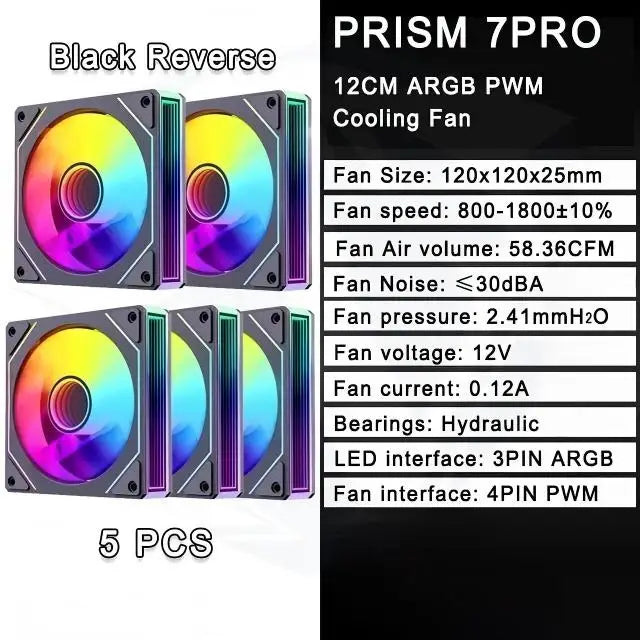 LDPCSJ Prism 7 PRO ARGB PC Case Fan 120mm Infinity Mirror Design Motherboard Lighting Sync 4PIN PWM CPU Cooler Fan ventilador