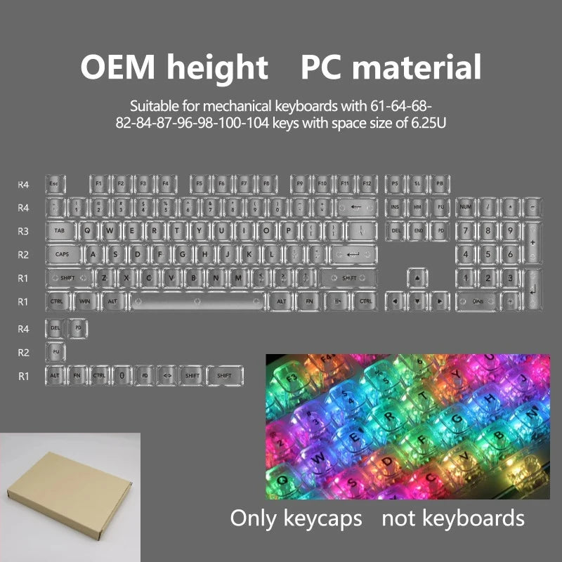New 115 Key Translucent Keycaps PC PBT Keycaps Green Keycap MDA Profile for MX Switch Keycap for Mechanical Keyboard Game Keys