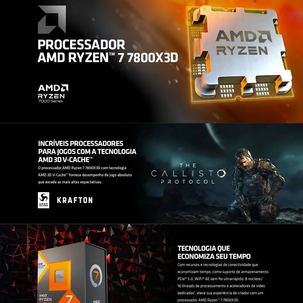 AMD Ryzen 7 7800X3D — 8-Core 16-Thread AM5 CPU, 4.2GHz, 96MB 3D V-Cache, 120W