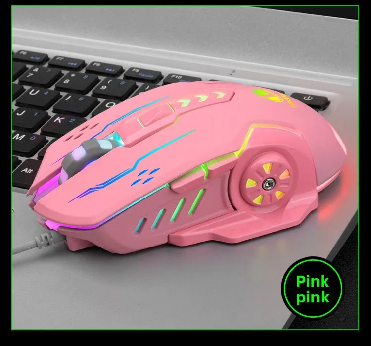 V7 Mechanical Gaming Mouse — LED Lights, Wired, Ambidextrous, Laptop & Desktop