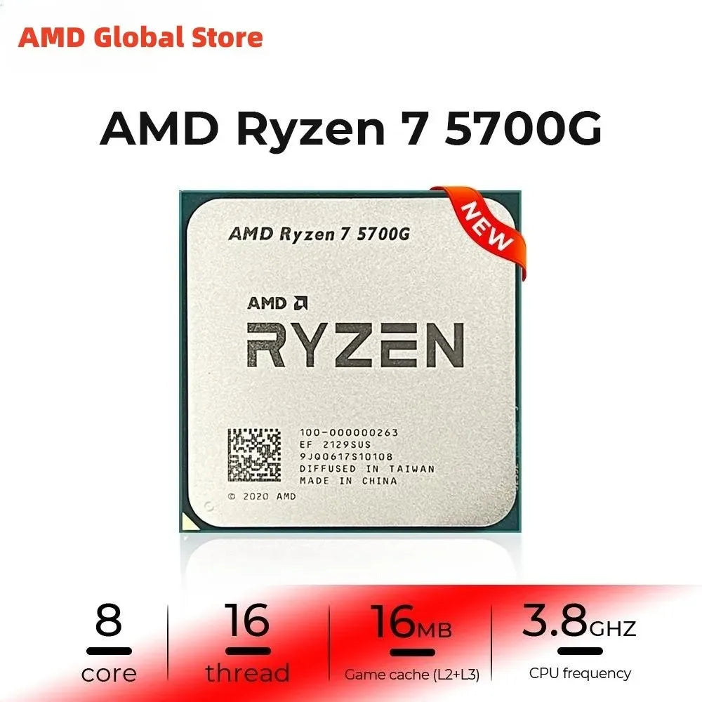 AMD Ryzen 7 5700G — 8-Core 16-Thread AM4 CPU, 3.8GHz / 4.6GHz, Radeon Graphics, 65W