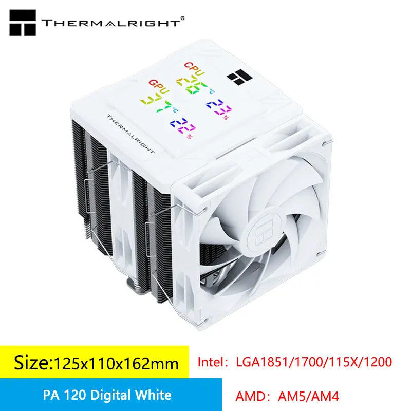 Thermalright Peerless Assassin 120 Digital Air Cooled Radiator,CPU and GPU monitoring at the same time/Support LGA1851/1700/AM5