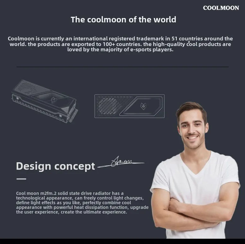 COOLMOON M2 SSD HDD Cooler Solid State Drive Heat Dissipation Vest NVME SSD2280 Brass Heat Sink M2 Heat Sink With Fan