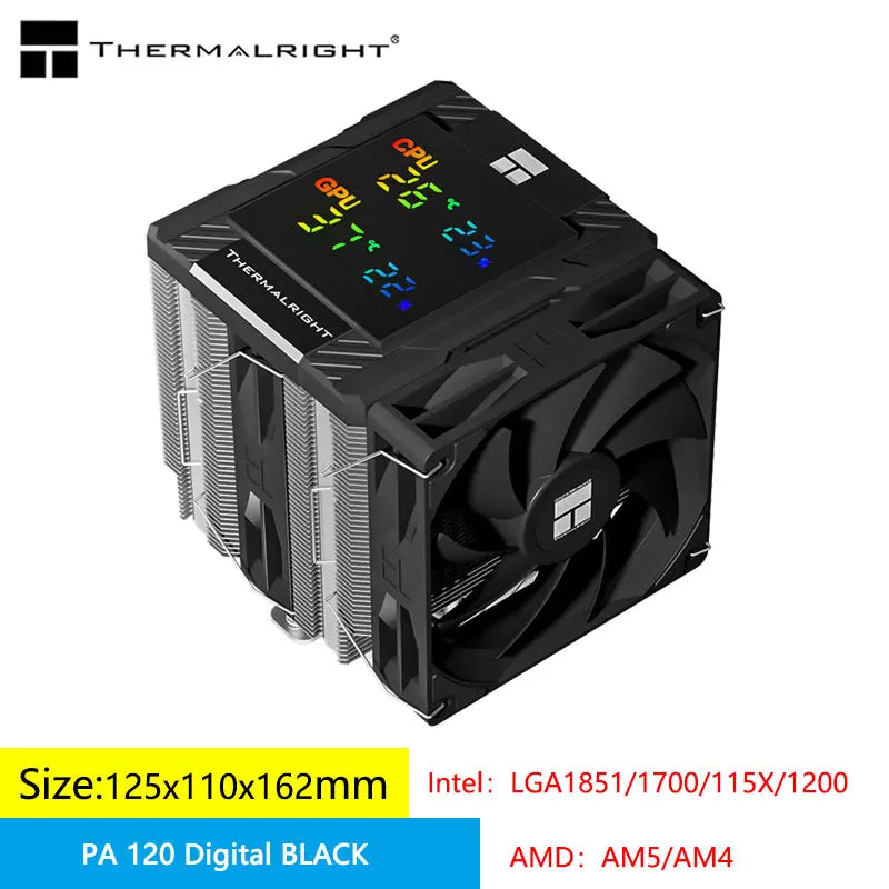 Thermalright Peerless Assassin 120 Digital Air Cooled Radiator,CPU and GPU monitoring at the same time/Support LGA1851/1700/AM5