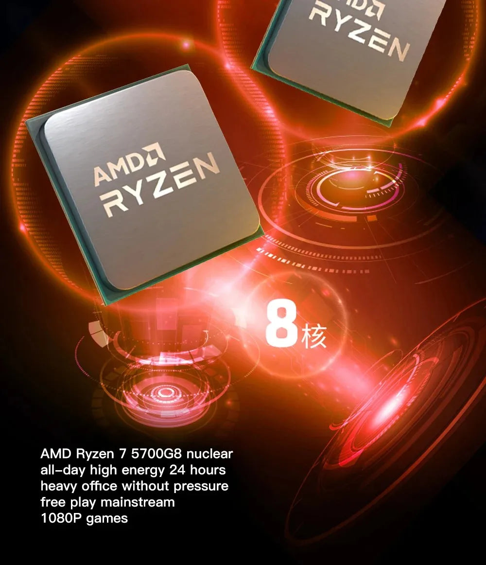 AMD Ryzen 7 5700G — 8-Core 16-Thread AM4 CPU, 3.8GHz / 4.6GHz, Radeon Graphics, 65W