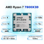 AMD Ryzen 7 7800X3D — 8-Core 16-Thread AM5 CPU, 4.2GHz, 96MB 3D V-Cache, 120W