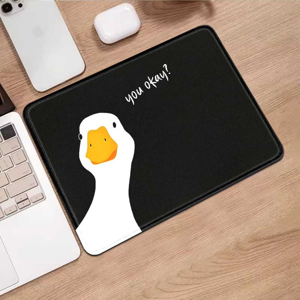 Black Mini Mouse Pad Funny Goose  Meme "are you ok" Portable Small Gaming Mouse Mat Smooth Surface Non-Slip for PC Notebook Desk