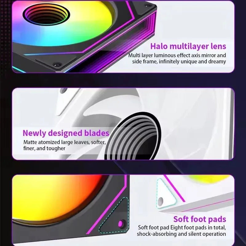 LDPCSJ Prism 7 PRO ARGB PC Case Fan 120mm Infinity Mirror Design Motherboard Lighting Sync 4PIN PWM CPU Cooler Fan ventilador