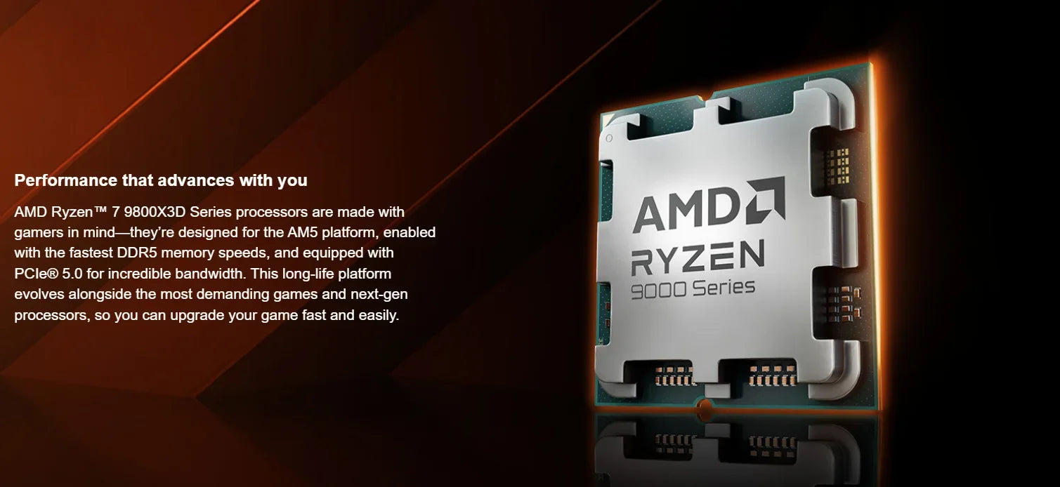 AMD Ryzen 7 9800X3D — 8-Core 16-Thread AM5 CPU, 5.2GHz Boost, 64MB Cache