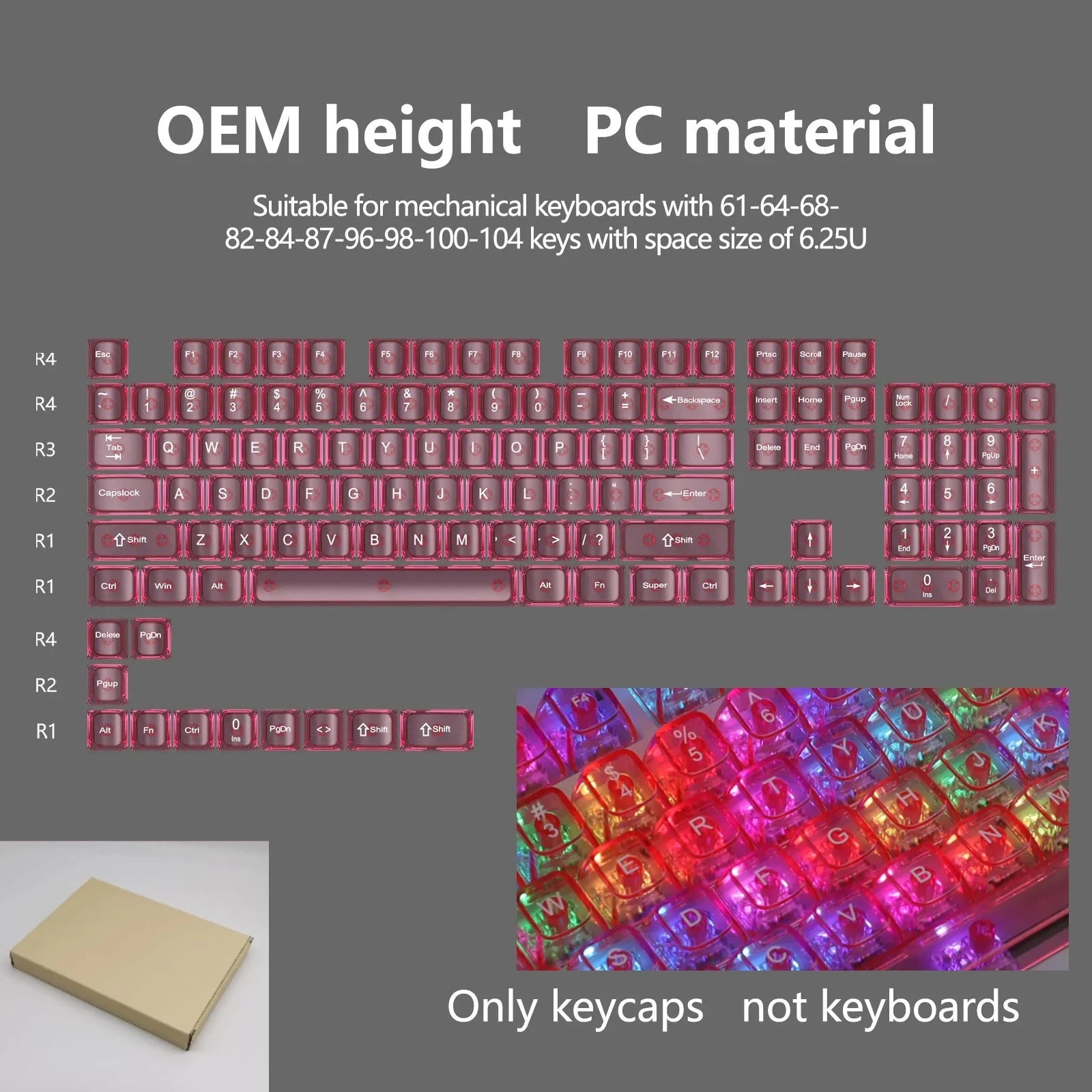New 115 Key Translucent Keycaps PC PBT Keycaps Green Keycap MDA Profile for MX Switch Keycap for Mechanical Keyboard Game Keys