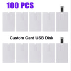 100PCS Credit Card USB Flash Drive 1GB 2GB Memory Storage 4GB 8GB 16GB 32GB 64GB USB 2.0 Pen Drive Custom For Gift USB Disk