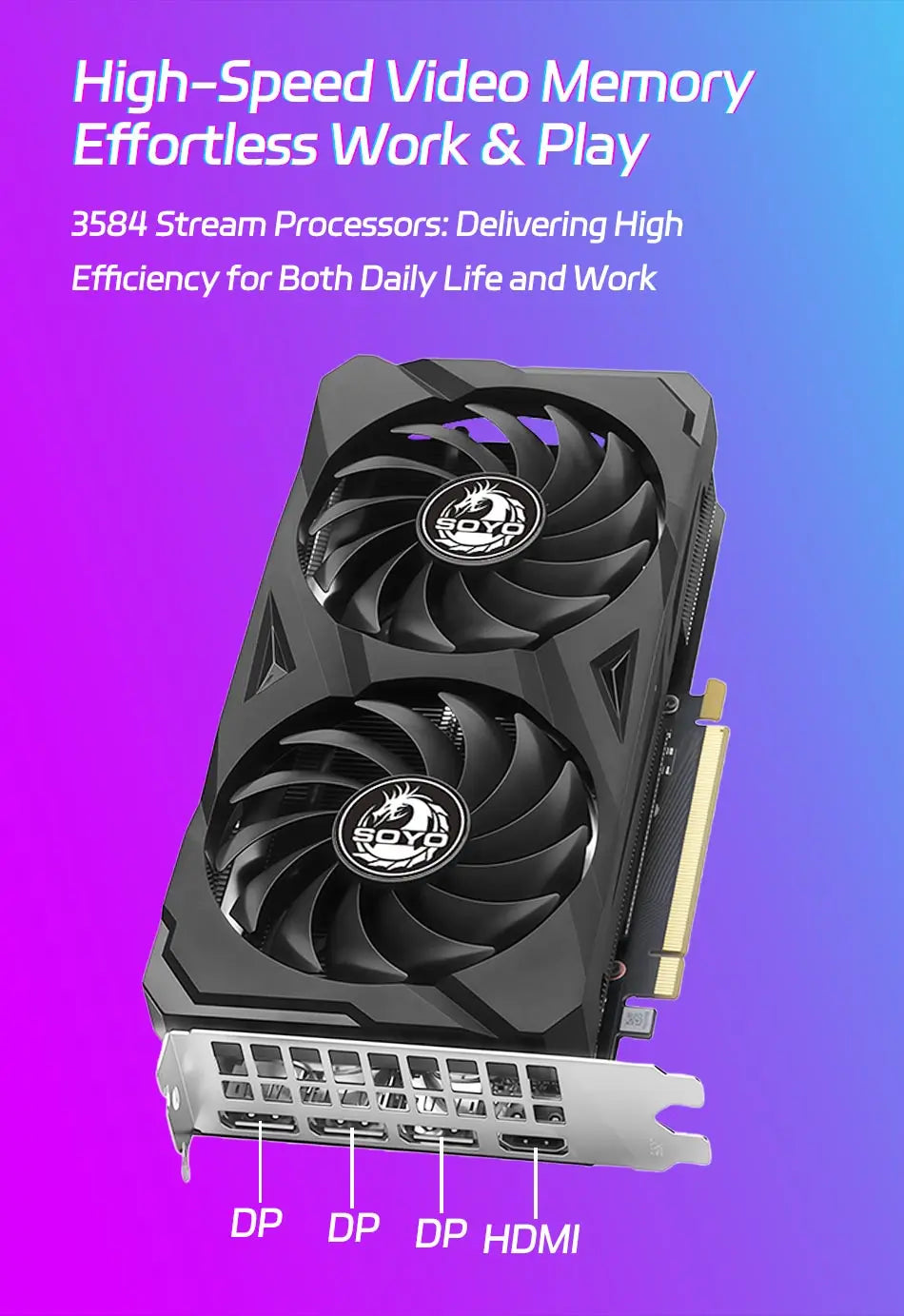 New Gaming Graphics Cards SOYO NVIDIA GeForce RTX 3060 12GB GDDR6 192 Bit Desktop GPU Video Card For PC Computer Components