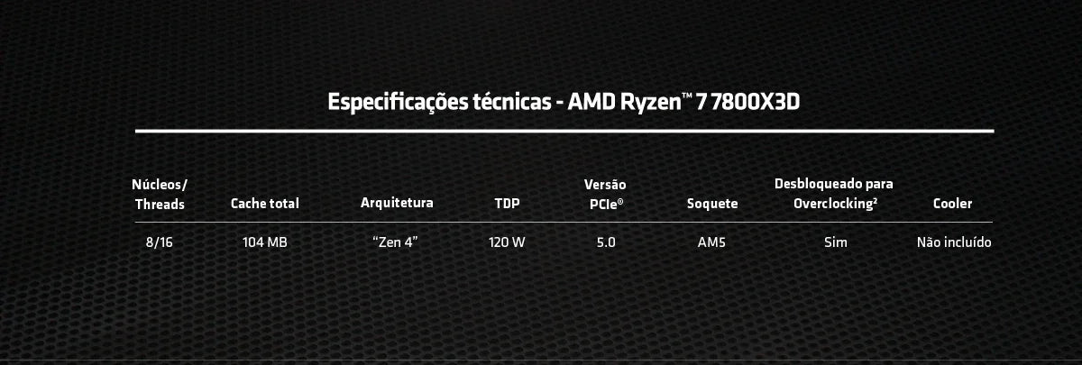 AMD Ryzen 7 7800X3D — 8-Core 16-Thread AM5 CPU, 4.2GHz, 96MB 3D V-Cache, 120W