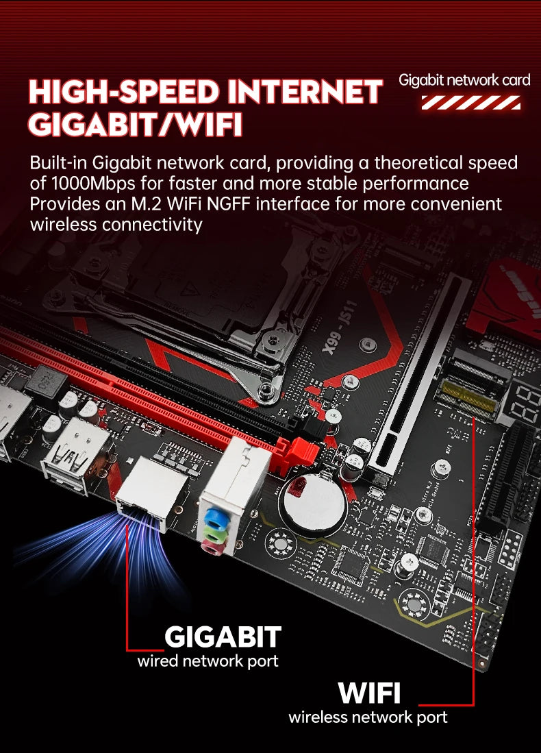 JIESHUO X99-JS11 Motherboard Set for Gaming with Xeon E5-2680 V4 Processor Compatible with DDR4 2133MHz Dual-Channel RAM & WiFi