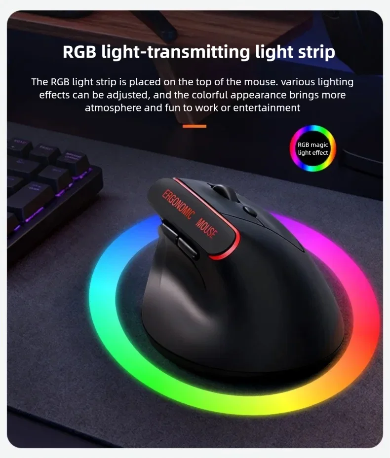 Warvank VM1 Vertical Wireless Mouse — Ergonomic, 1600 DPI, Rechargeable, Silent