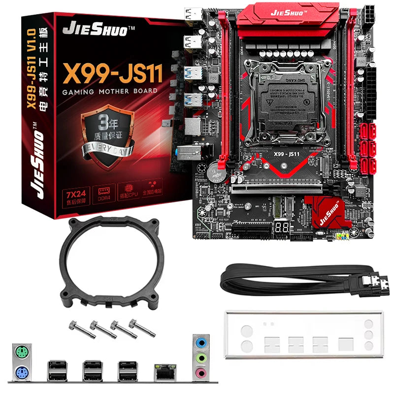 JIESHUO X99-JS11 Motherboard Set for Gaming with Xeon E5-2680 V4 Processor Compatible with DDR4 2133MHz Dual-Channel RAM & WiFi