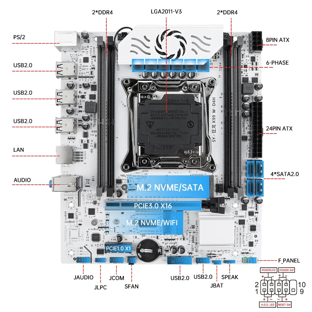 SOYO X99 Gaming Motherboard Kit LGA 2011-3 with E5 2630 V4 CPU DDR4 REG ECC Memory M.2 NAME Computer components Mainboard