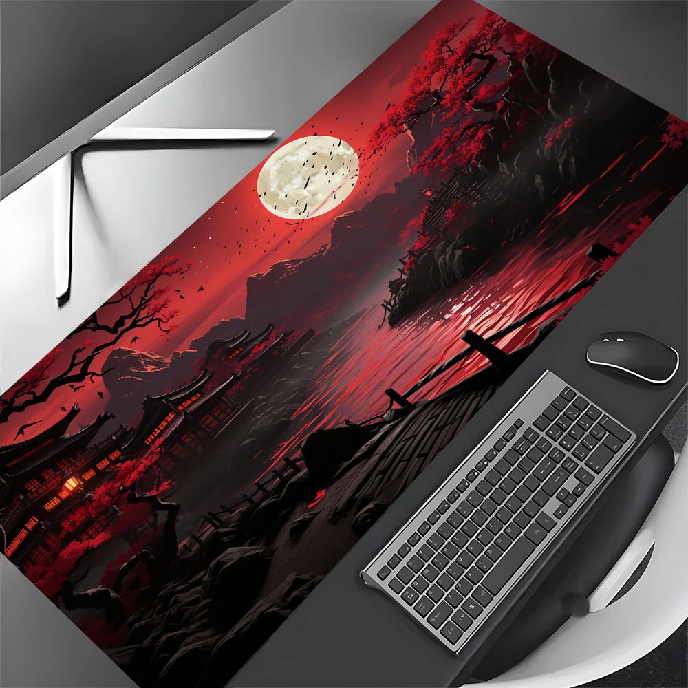 Red and black art landscapes large Mouse Pad anti-slip Durable Desk Mat offices accessories keyboard mouse mat tapis de bureau
