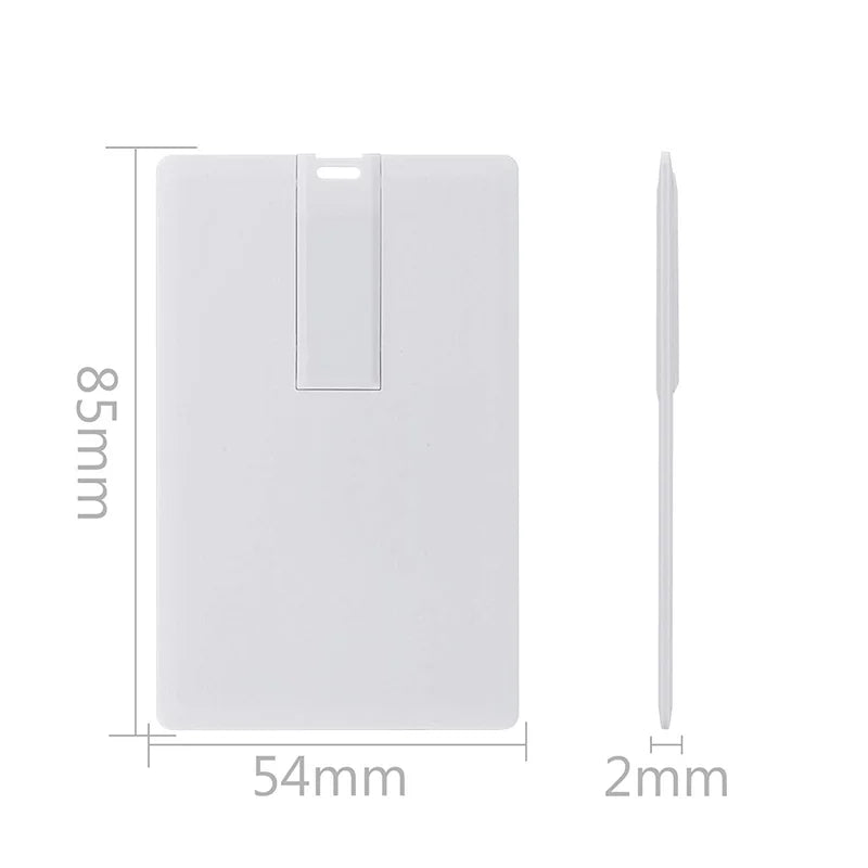 100PCS Credit Card USB Flash Drive 1GB 2GB Memory Storage 4GB 8GB 16GB 32GB 64GB USB 2.0 Pen Drive Custom For Gift USB Disk