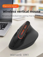 Warvank VM1 Vertical Wireless Mouse — Ergonomic, 1600 DPI, Rechargeable, Silent