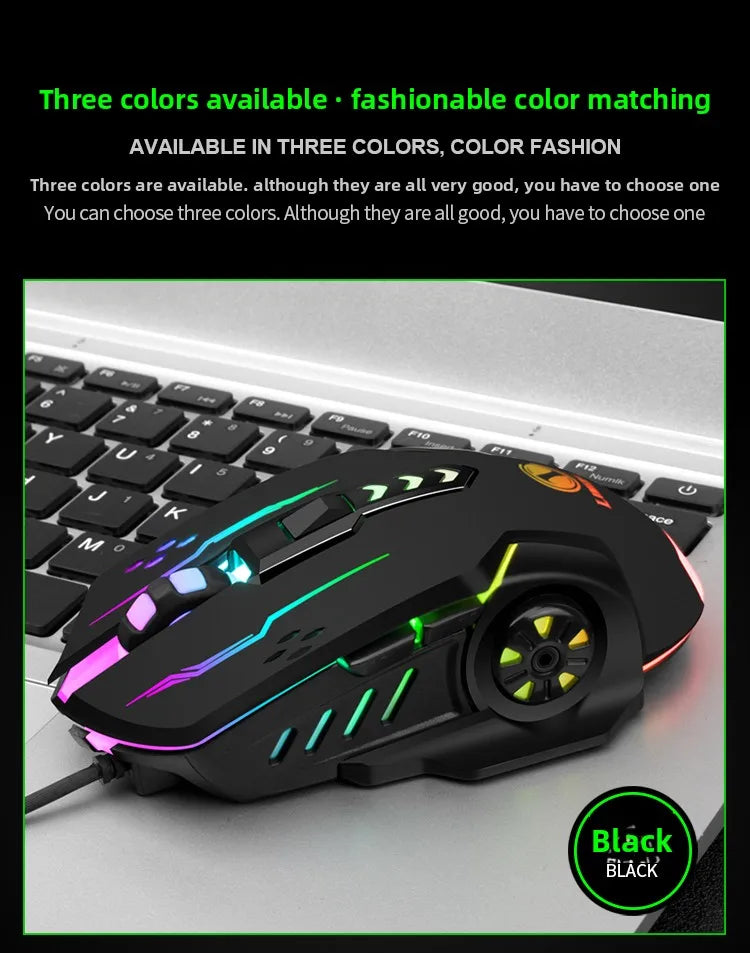 V7 Mechanical Gaming Mouse — LED Lights, Wired, Ambidextrous, Laptop & Desktop