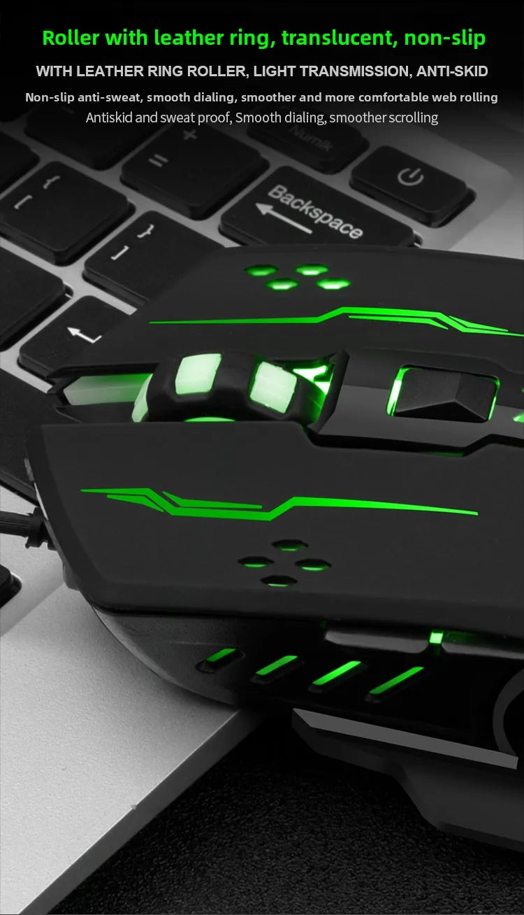 V7 Mechanical Gaming Mouse — LED Lights, Wired, Ambidextrous, Laptop & Desktop