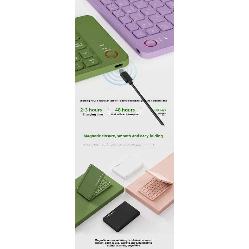 Wireless Foldable Bluetooth Keyboard for Laptops, Tablets, and Mobile Office Use – Compact Portable Mini Keyboard