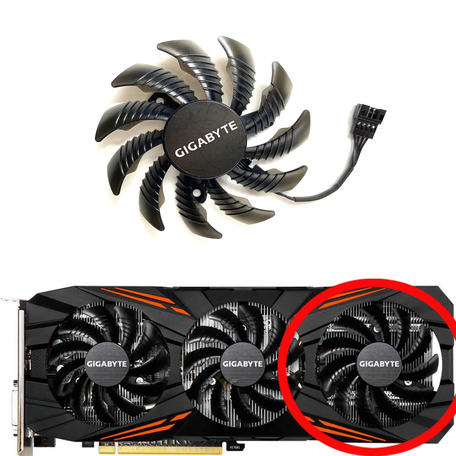 GIGABYTE GTX 1060/1070/1080/1080Ti G1 Gaming Graphics Card Replacement Fan — T128010SU