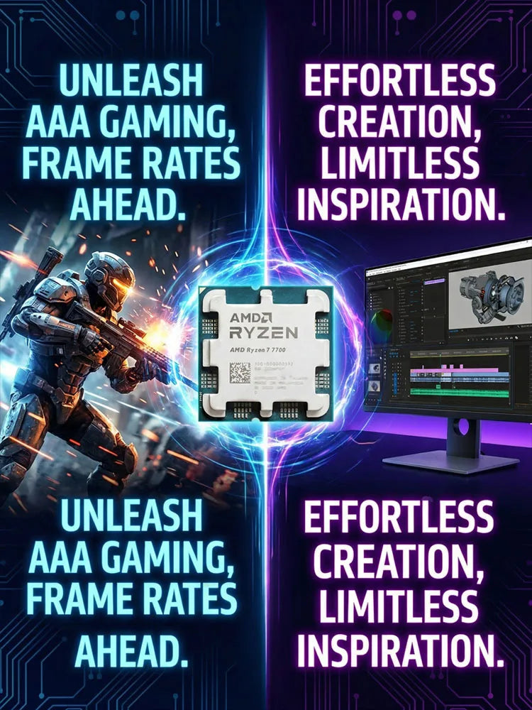 AMD Ryzen 7 7700 — 8-Core 16-Thread AM5 CPU, 3.8GHz / 5.3GHz, 5nm, 65W