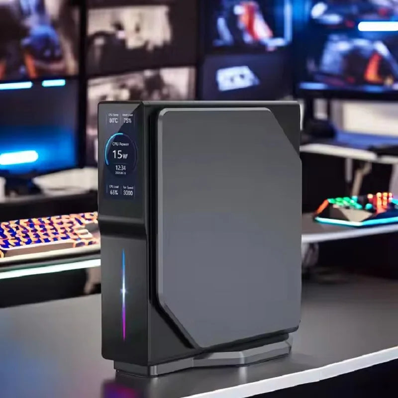 Intel 12th Gen Alder Lake N150 Mini PC M.2 NVMe SSD Mini Computer Gaming Computer LCD Screen Vertical Mini Tower