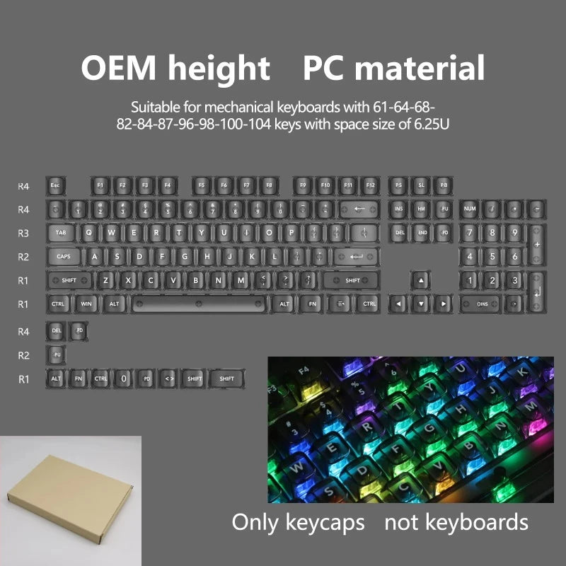 New 115 Key Translucent Keycaps PC PBT Keycaps Green Keycap MDA Profile for MX Switch Keycap for Mechanical Keyboard Game Keys