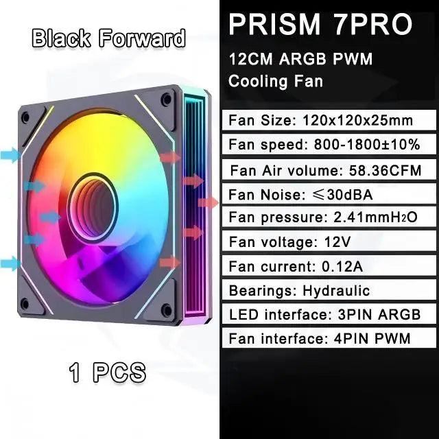 LDPCSJ Prism 7 PRO ARGB PC Case Fan 120mm Infinity Mirror Design Motherboard Lighting Sync 4PIN PWM CPU Cooler Fan ventilador